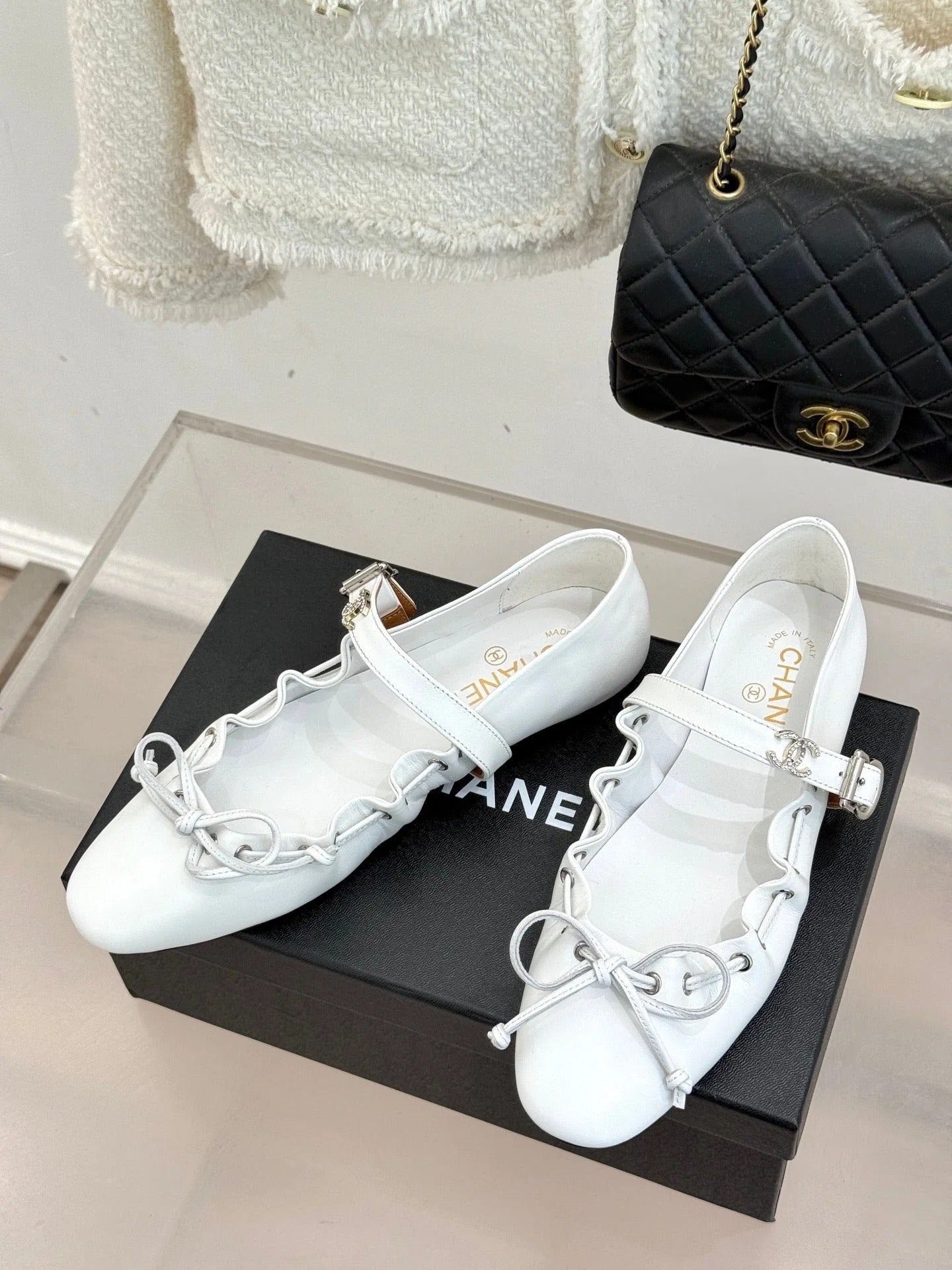 CC 2026 Vintage Bow Tie Ballet Flat Sheepskin
