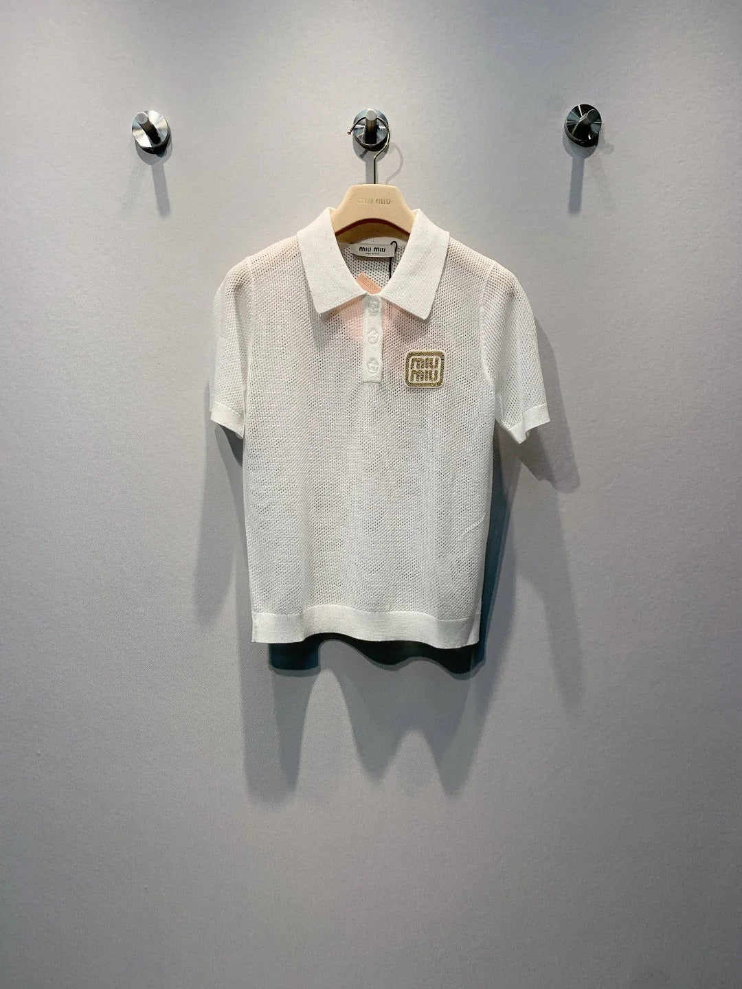 Miu 2026 Mesh Polo Shirt Tencel 648090