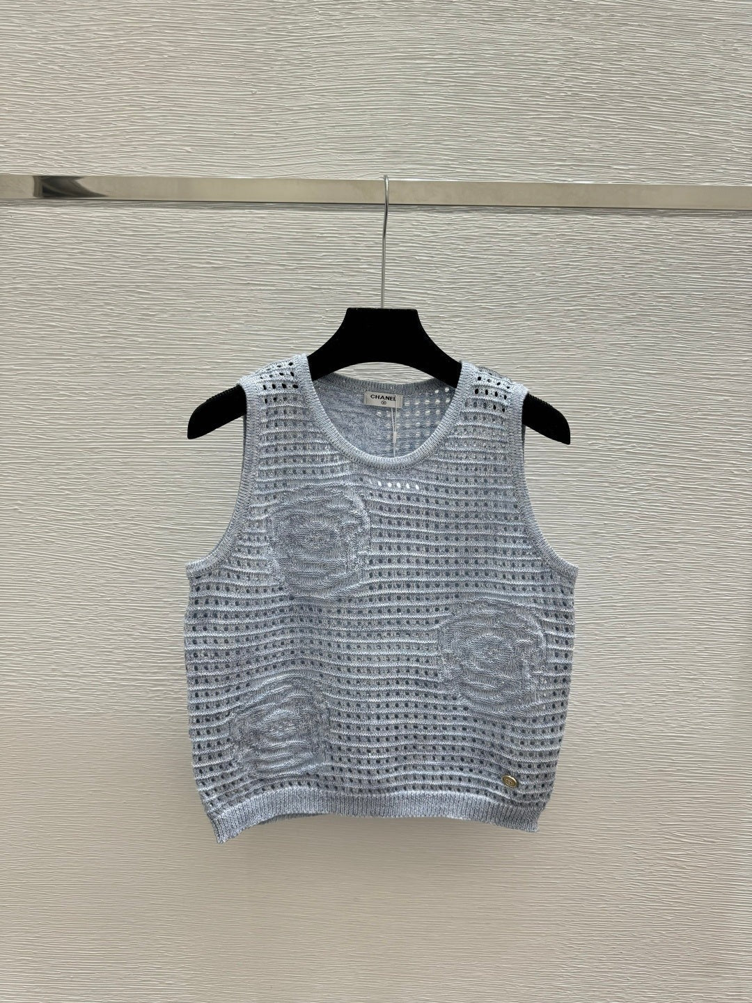 Chanel 2026 Flower Hollow-Out Knit Sleeveless Vest Wool 158962