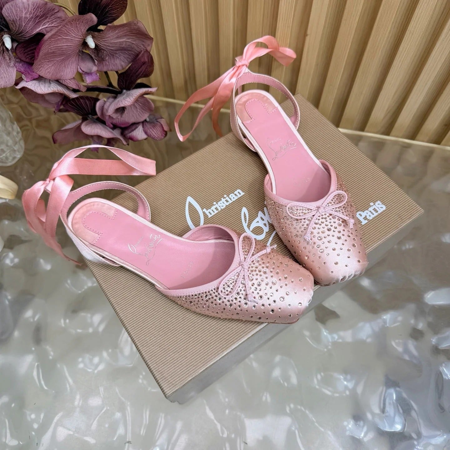 CL Sweetie Jane Strass Ballerina Flat Strass Silk Leather 853096