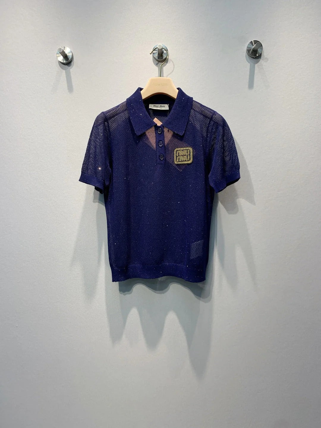 Miu 2026 Mesh Polo Shirt Tencel 648090