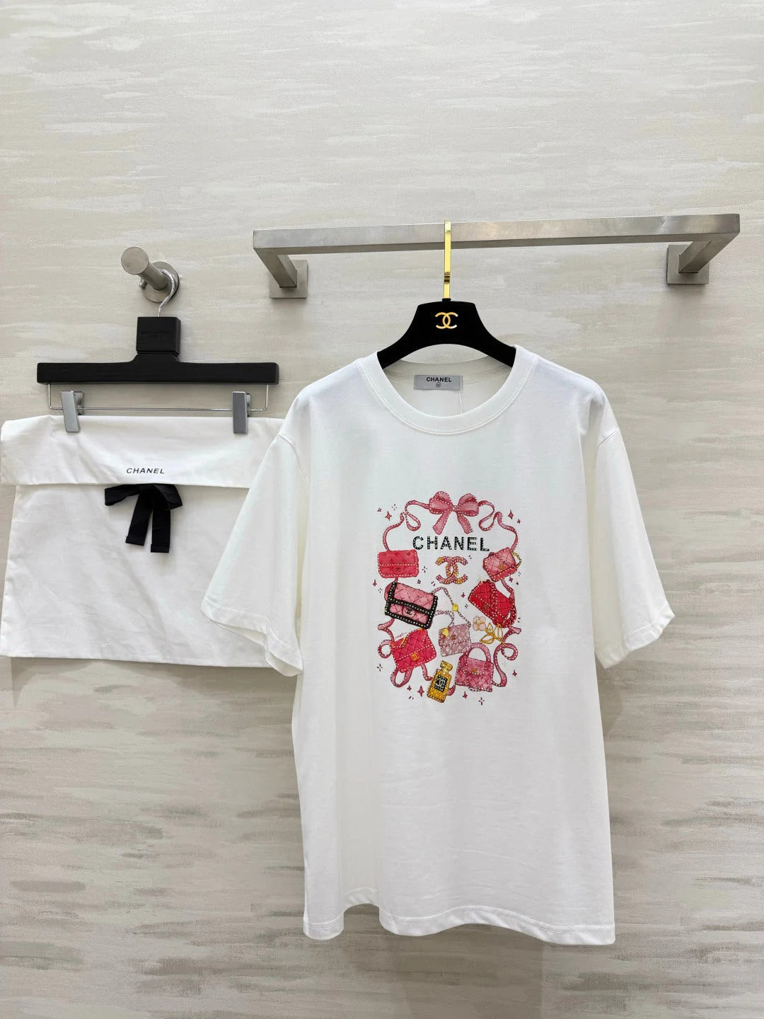 CC 2026 Rhinestone Print T-shirt Cotton 681371