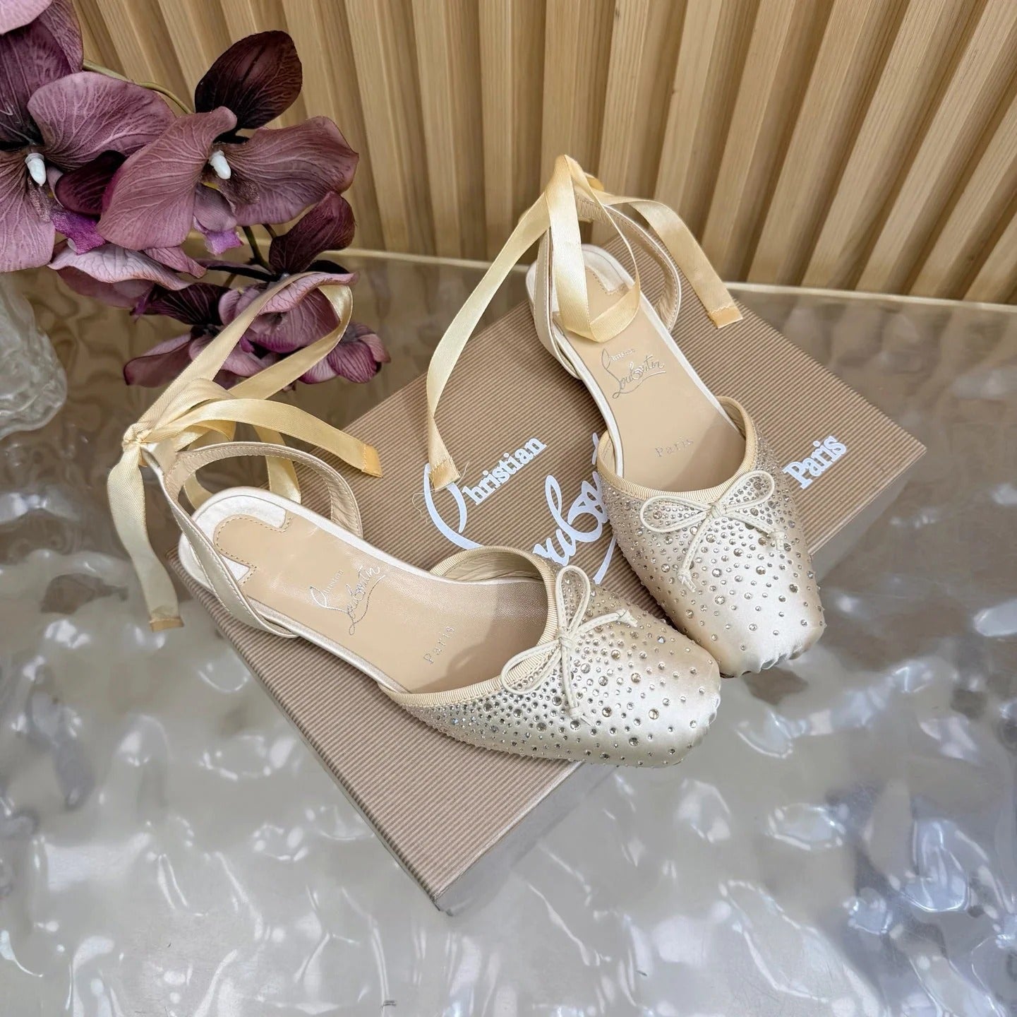 CL Sweetie Jane Strass Ballerina Flat Strass Silk Leather 853096