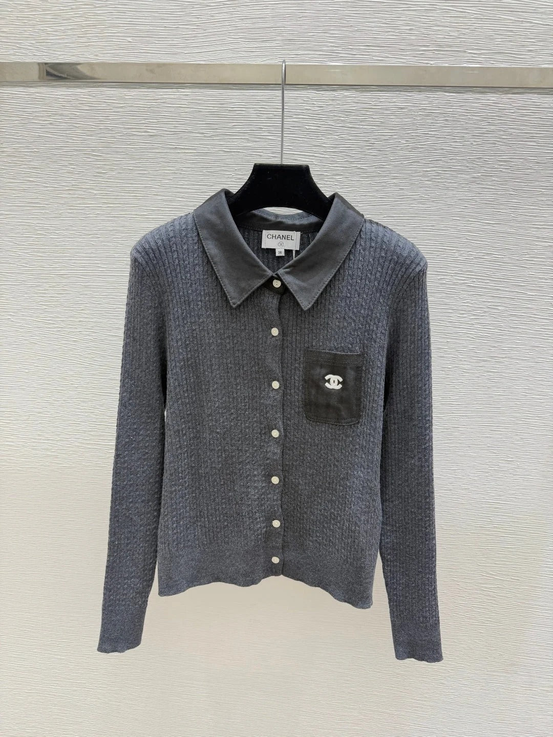 Chanel 2026 Collared Knitted Long-Sleeve Cardigan Wool 244672