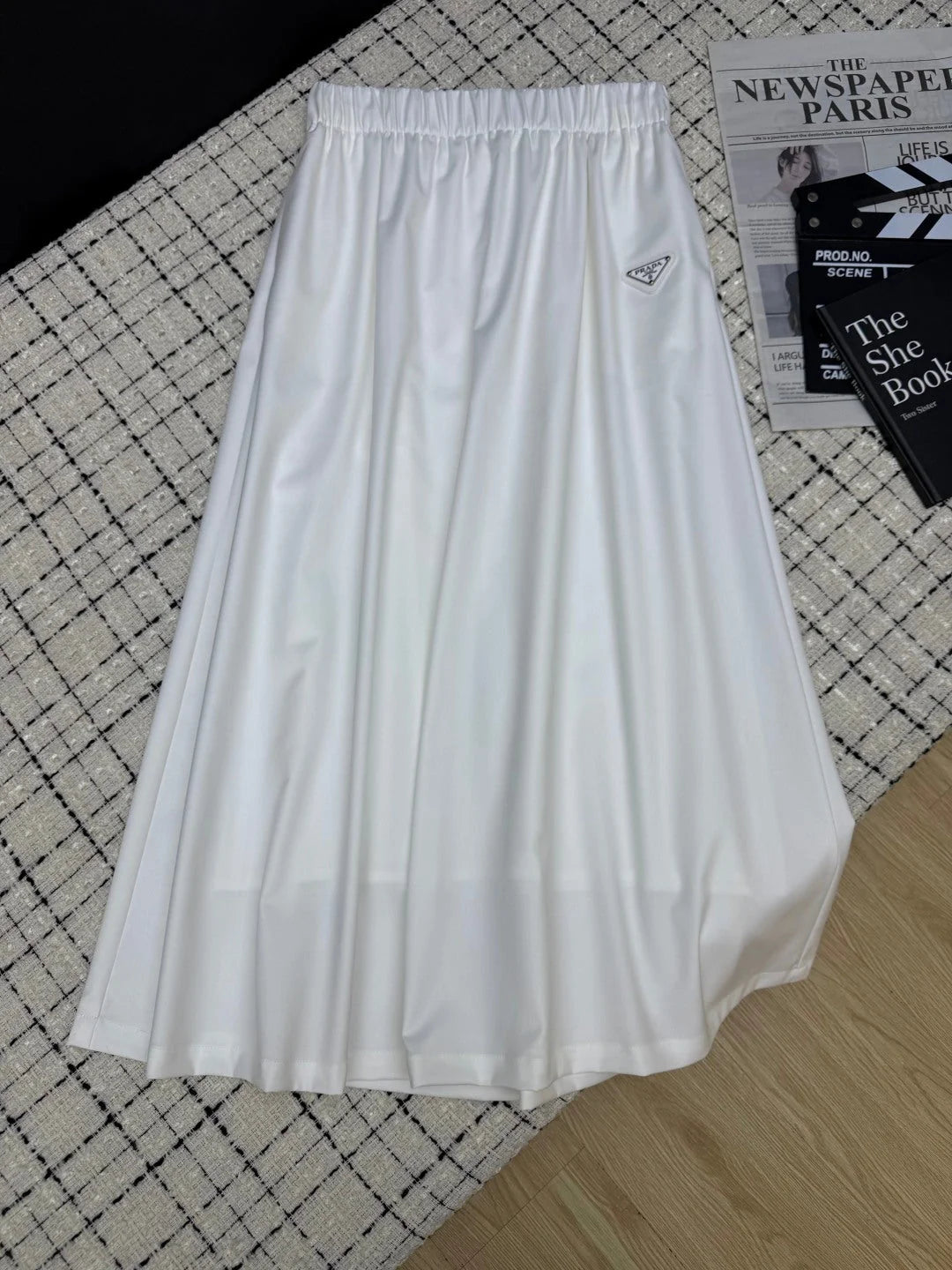 Prad 26S Wool Blend Pleated Midi Skirt 428102