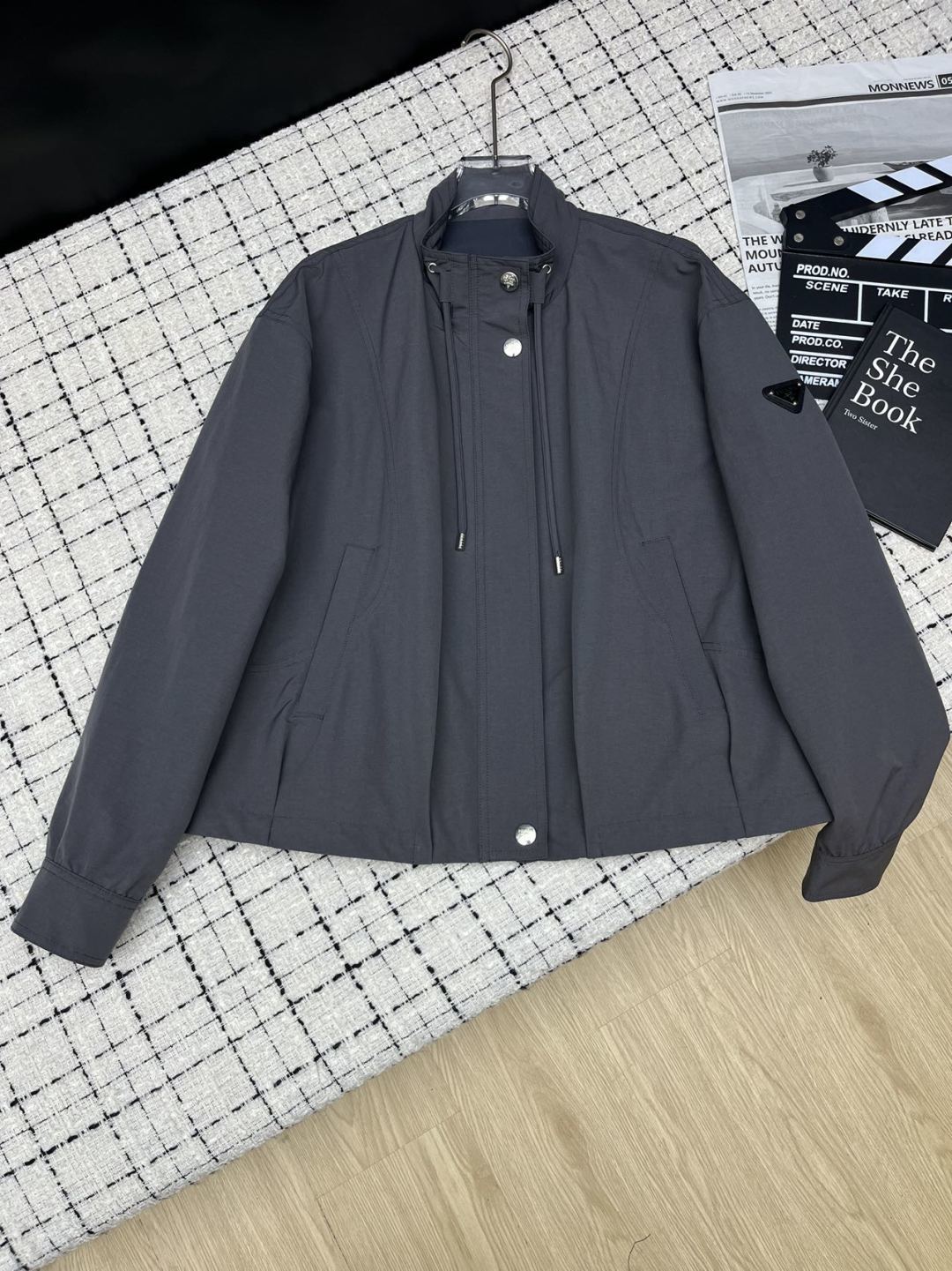 Prad 26S Charcoal Gray Re-Nylon Drawstring Windbreaker Jacket 428116