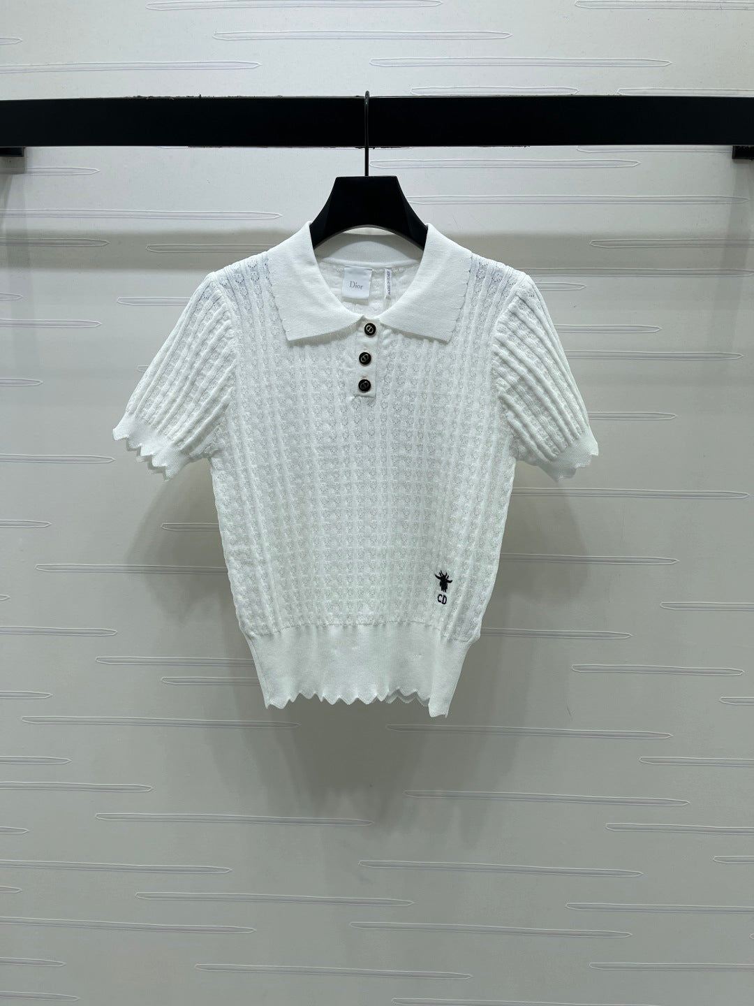 CD Knit Short-Sleeved Top Black Wool Acrylic Nylon Polyester 397467