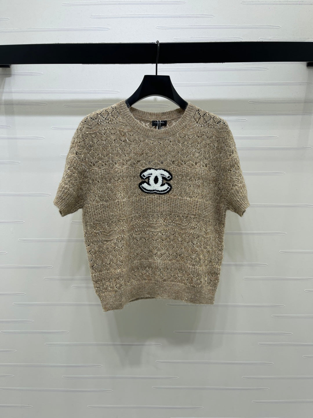 CC Pattern Knit Short-Sleeve T-Shirt Wool 422029