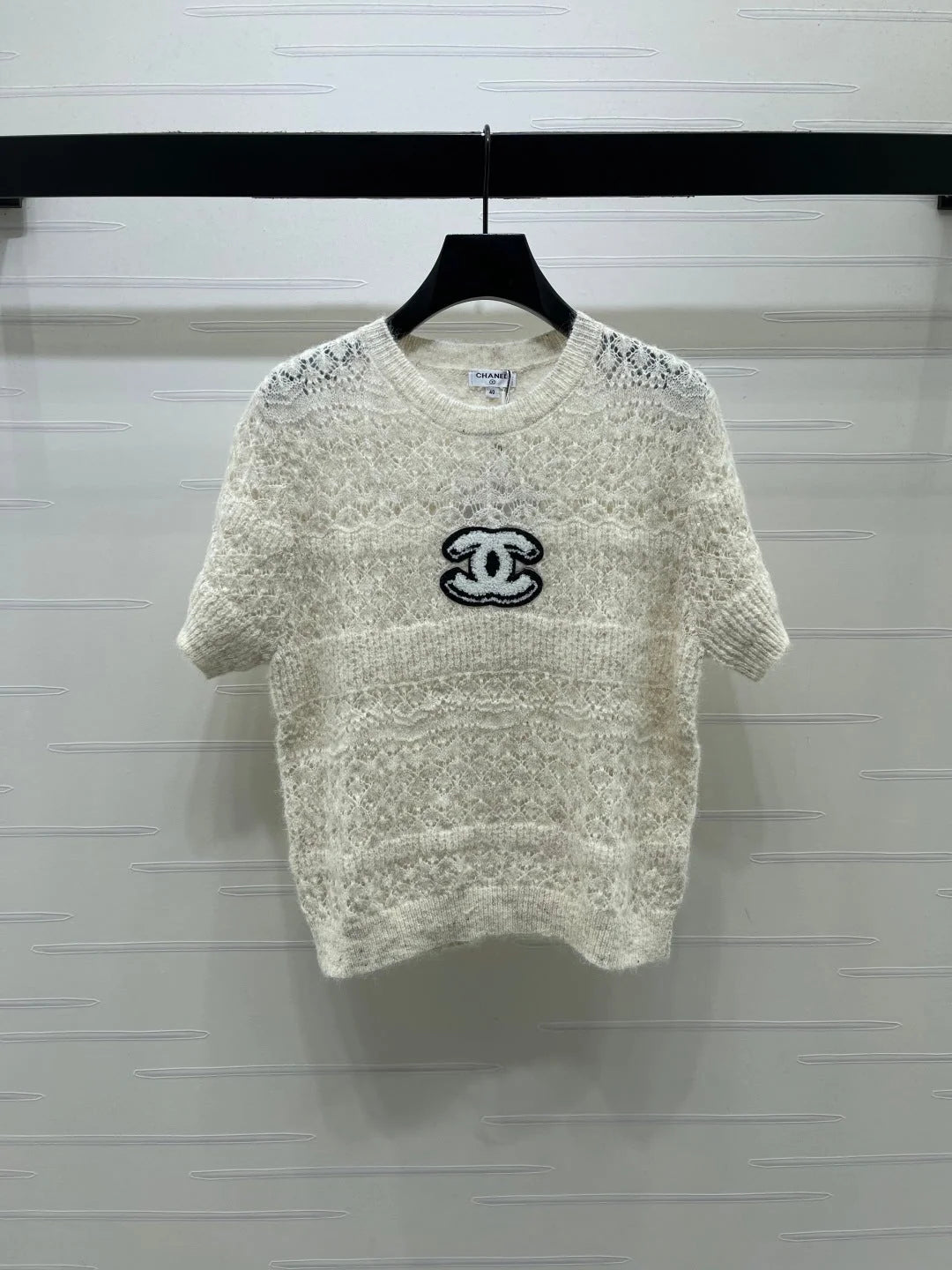 CC Pattern Knit Short-Sleeve T-Shirt Wool 422029