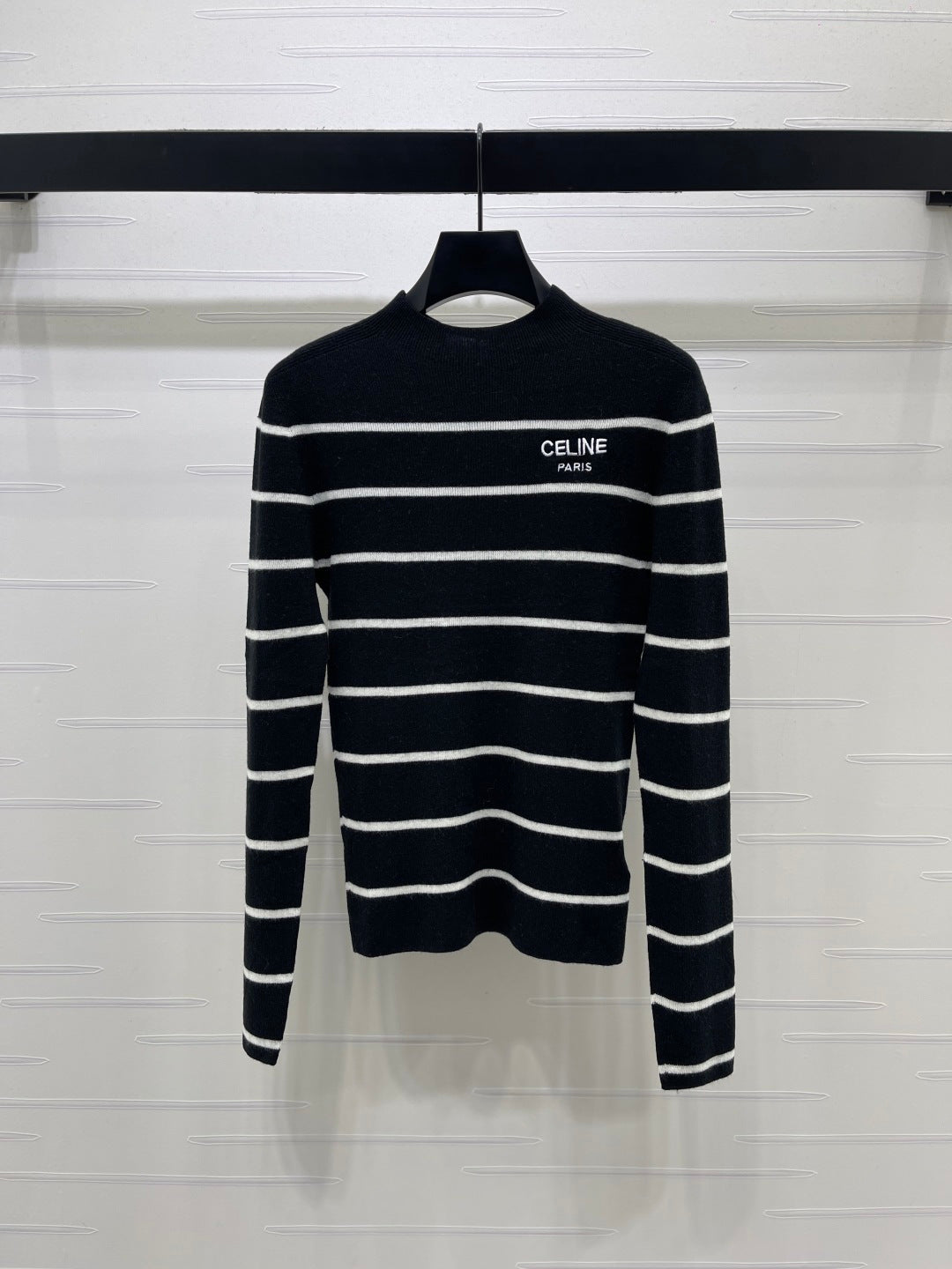 CL 26s High-Neck Striped Knit Long Sleeve Tencel 423875