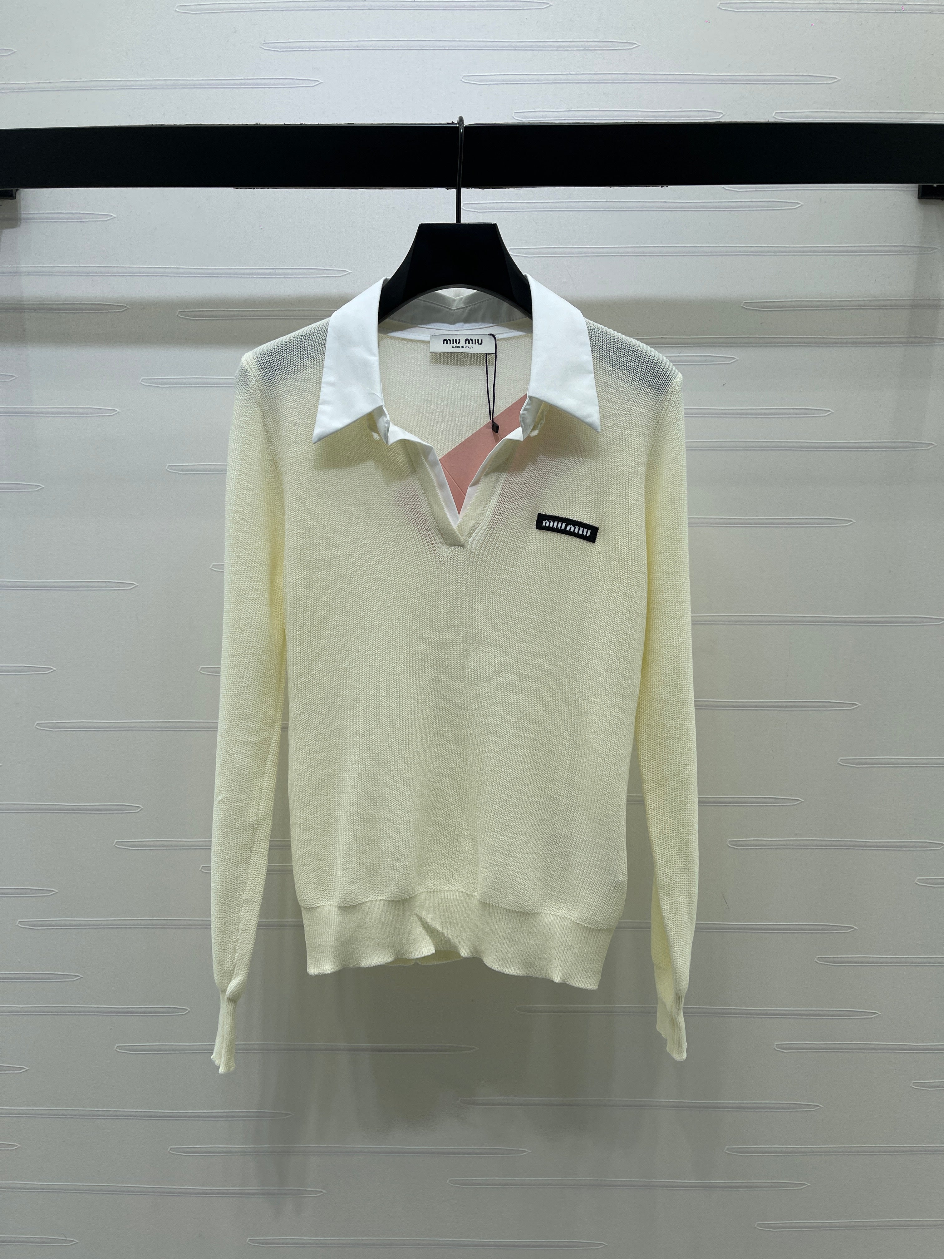 Miu 26s Long-Sleeve Knit Polo Wool Blend 427253