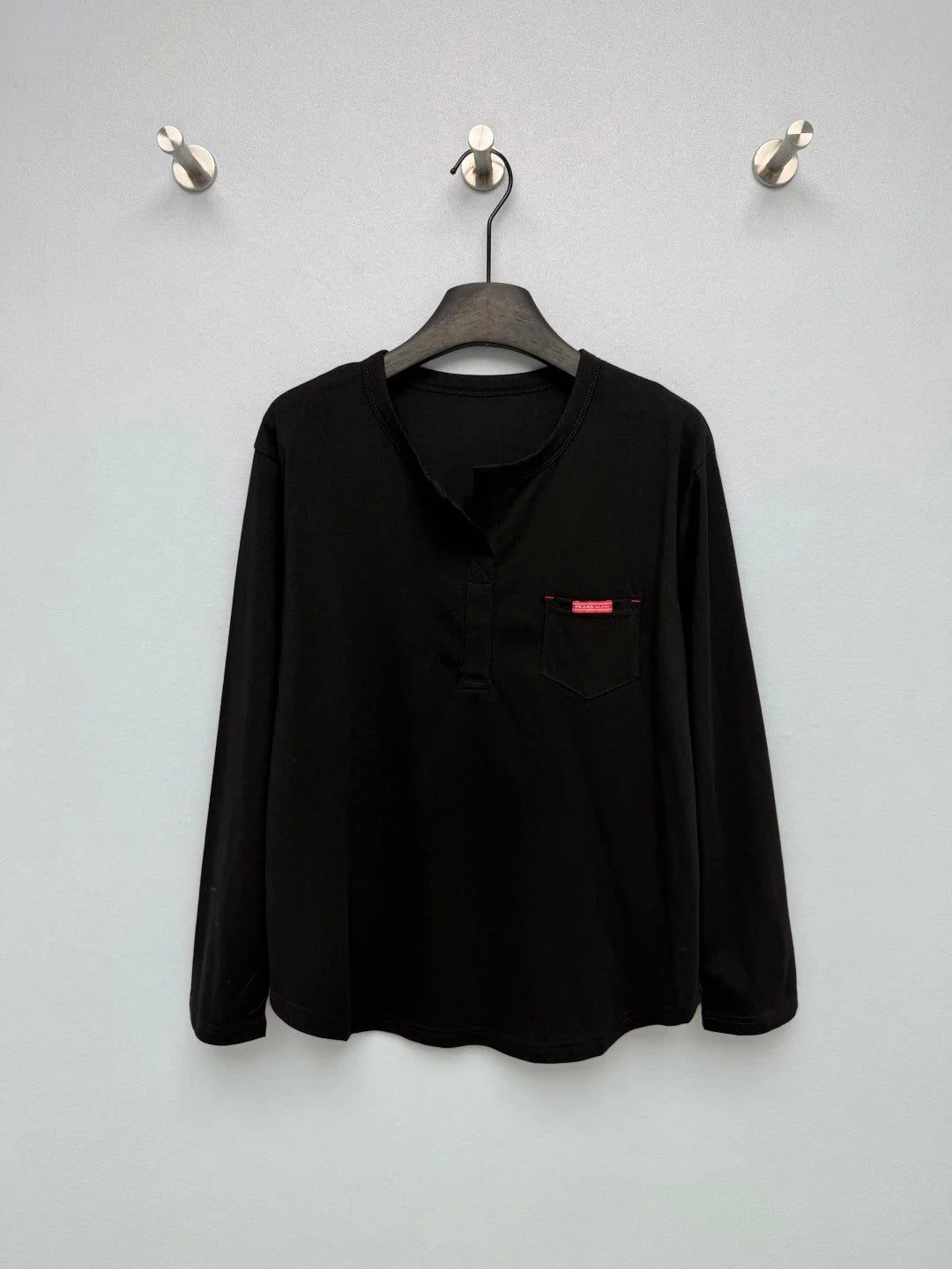 Prad 26s Half-Button Henley Collar Long-Sleeve Top Cotton 425190
