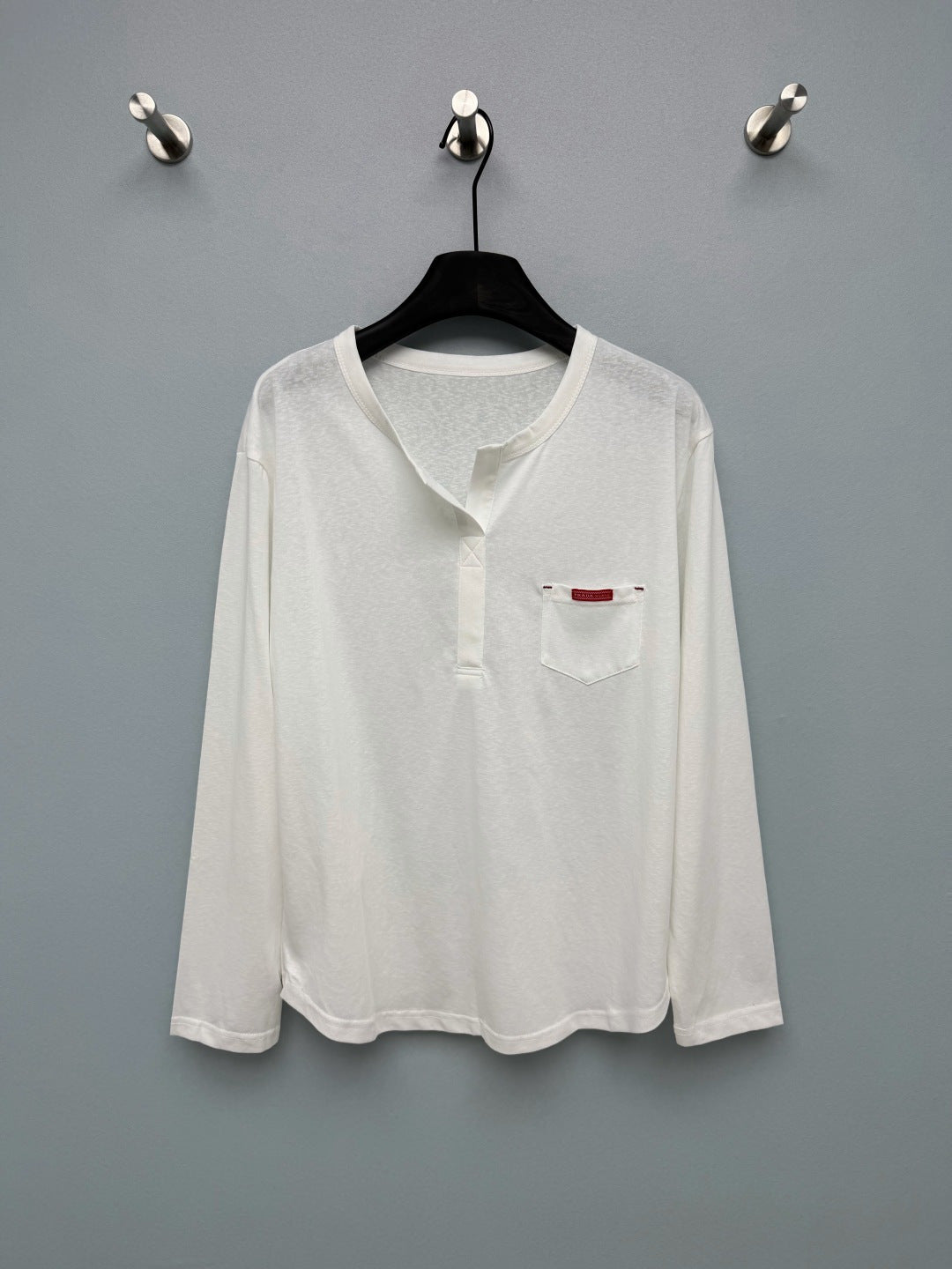 Prad 26s Half-Button Henley Collar Long-Sleeve Top Cotton 425190