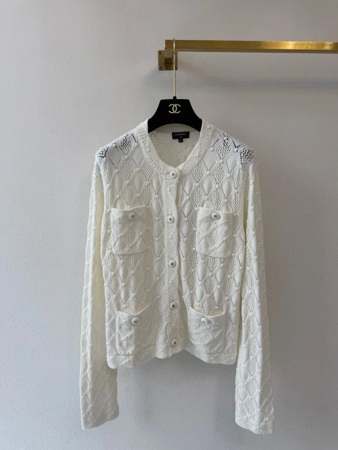 CC 26s Diamond Pattern Knit Cardigan Wool Cotton 423141
