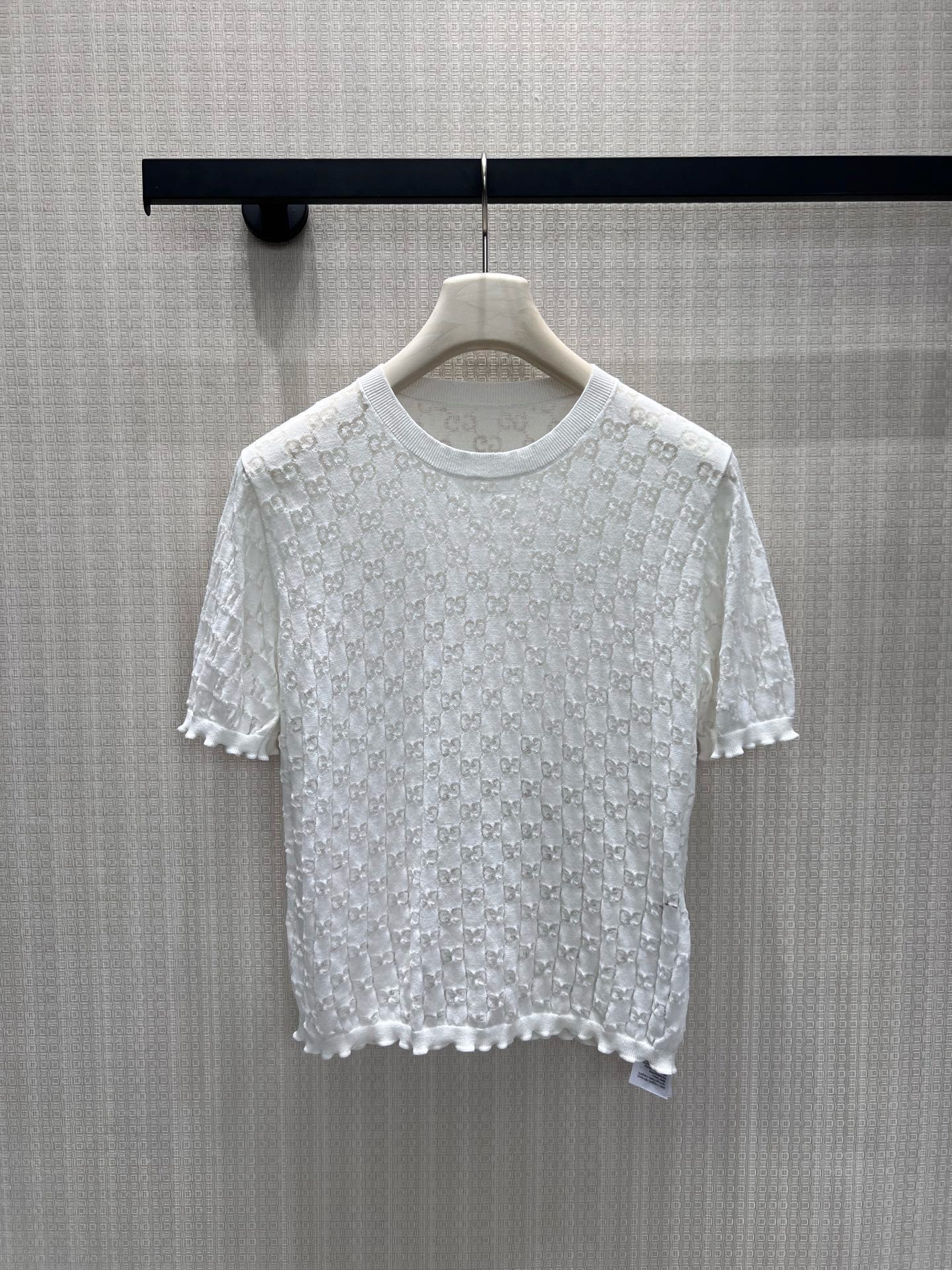 GG 26s Jacquard Knit Short-Sleeved Top Cotton 405392