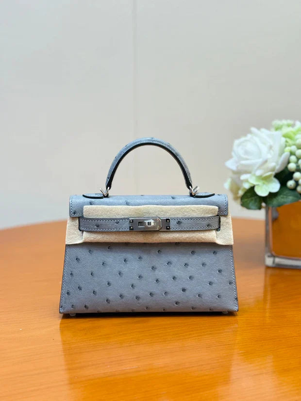 HM 2026 Mini Kelly Bag 19cm Ostrich Leather 284449