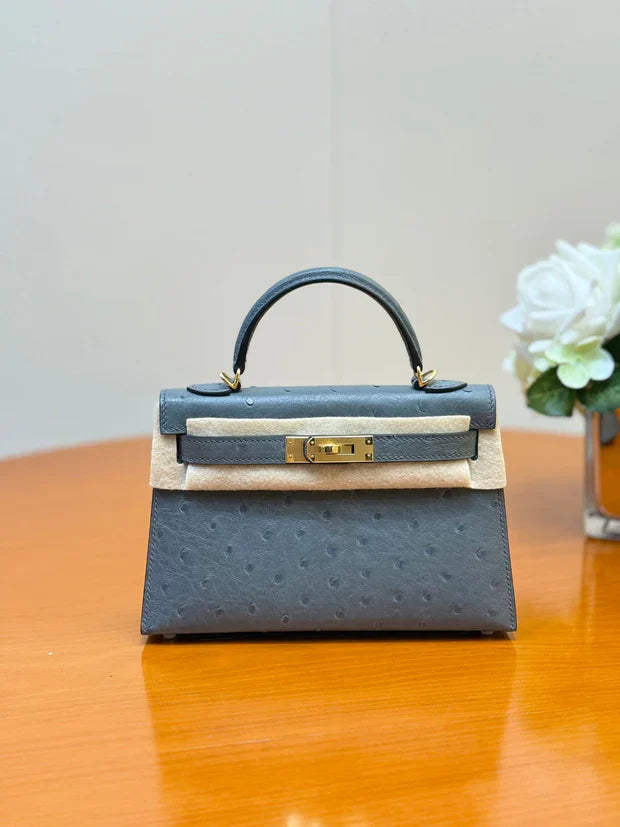 HM 2026 Mini Kelly Bag 19cm Ostrich Leather 284449