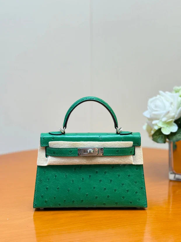 HM 2026 Mini Kelly Bag 19cm Ostrich Leather 284449