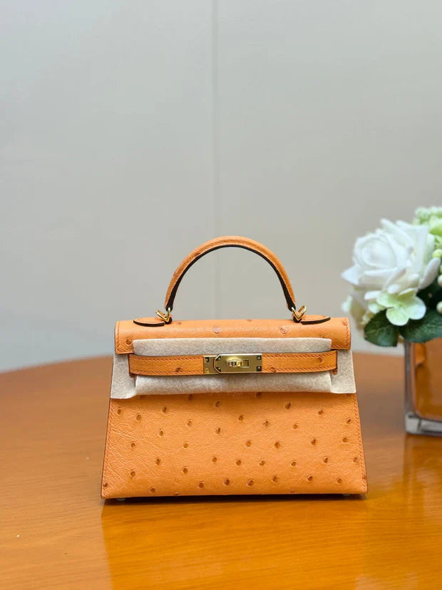 HM 2026 Mini Kelly Bag 19cm Ostrich Leather 284449
