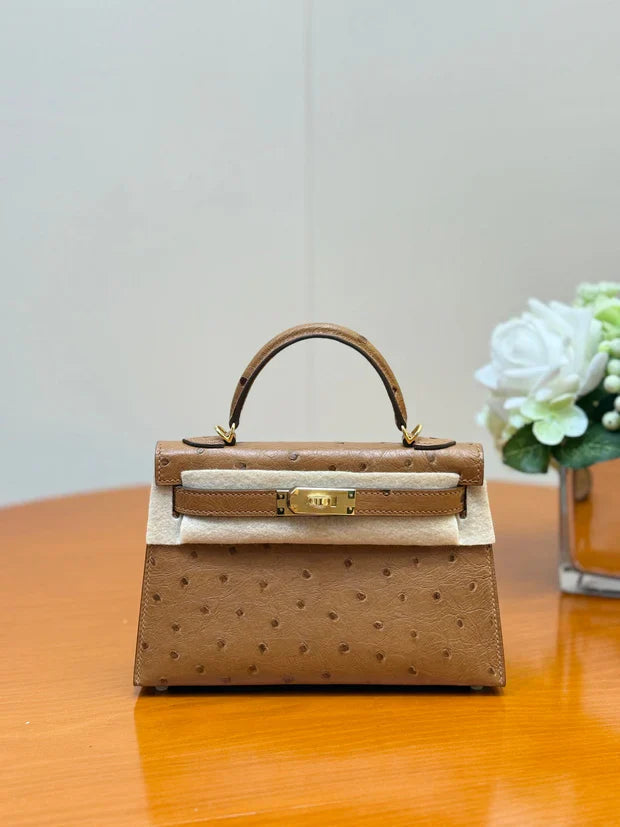 HM 2026 Mini Kelly Bag 19cm Ostrich Leather 284449