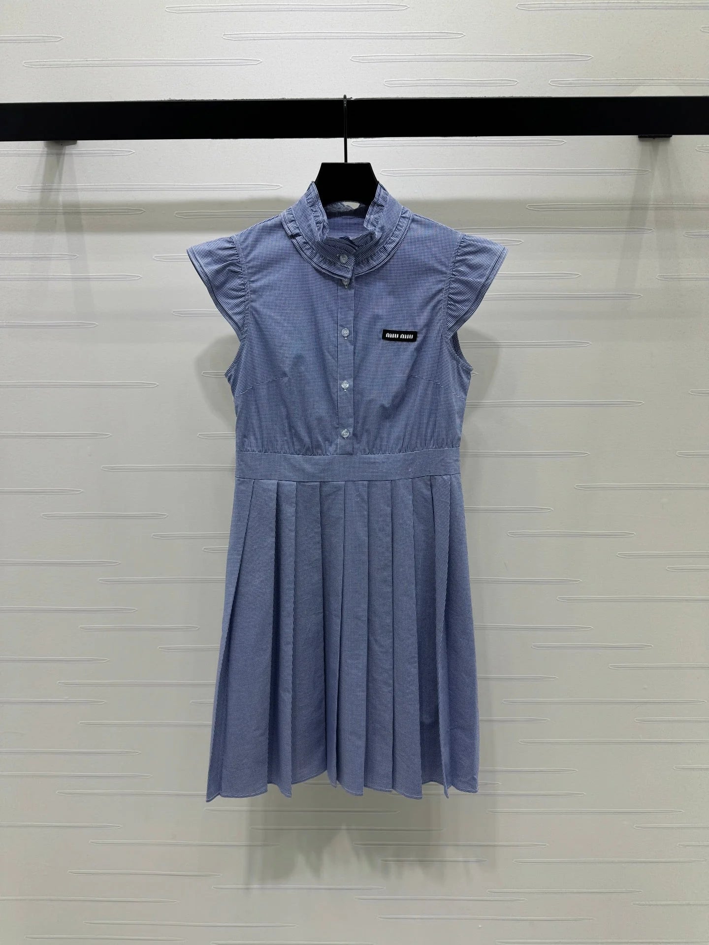 Miu Gingham Check Shirt Dress Cotton 392629