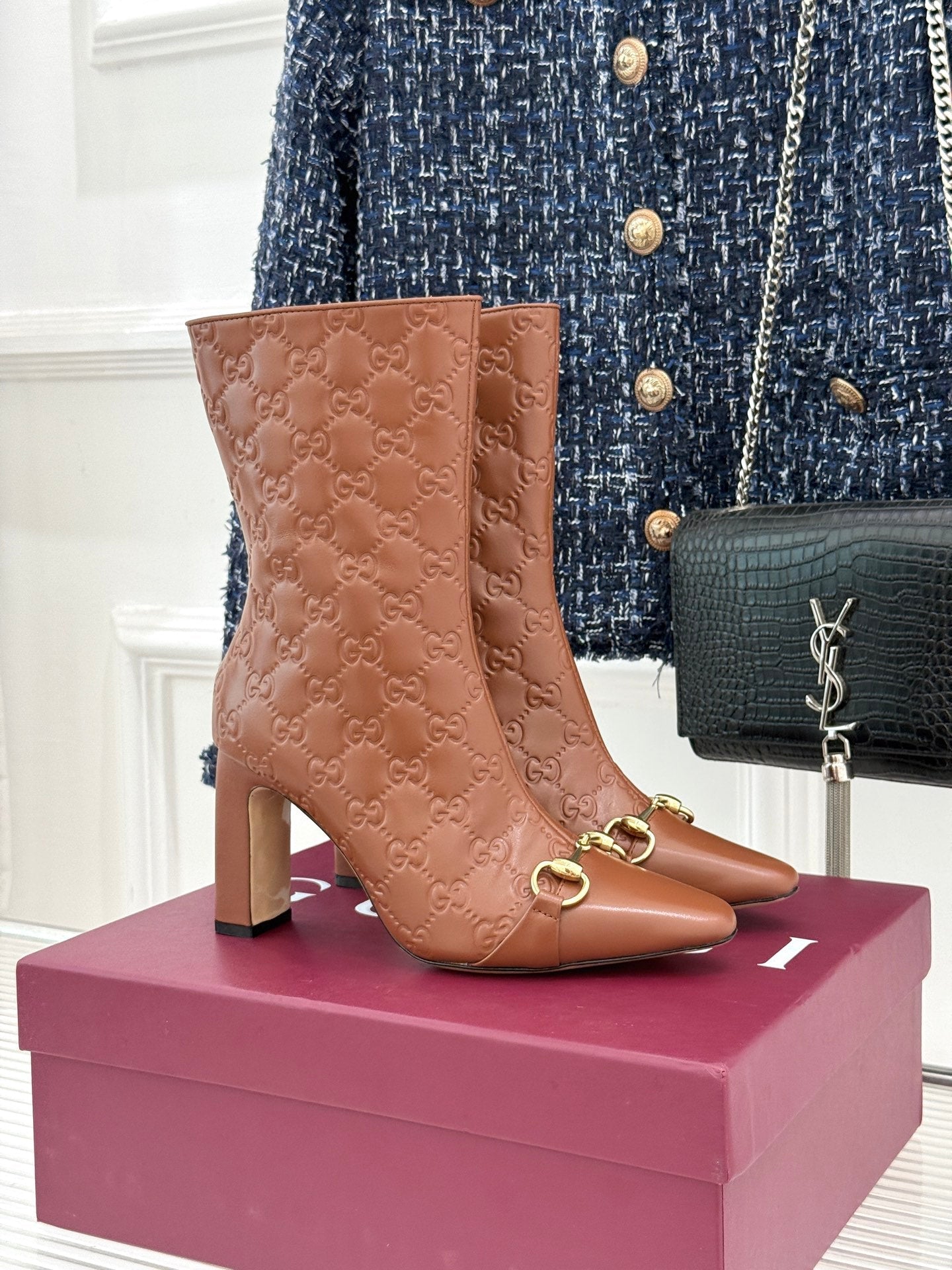 GG 26s Horsebit Ankle Boots 8.5cm Leather 174664