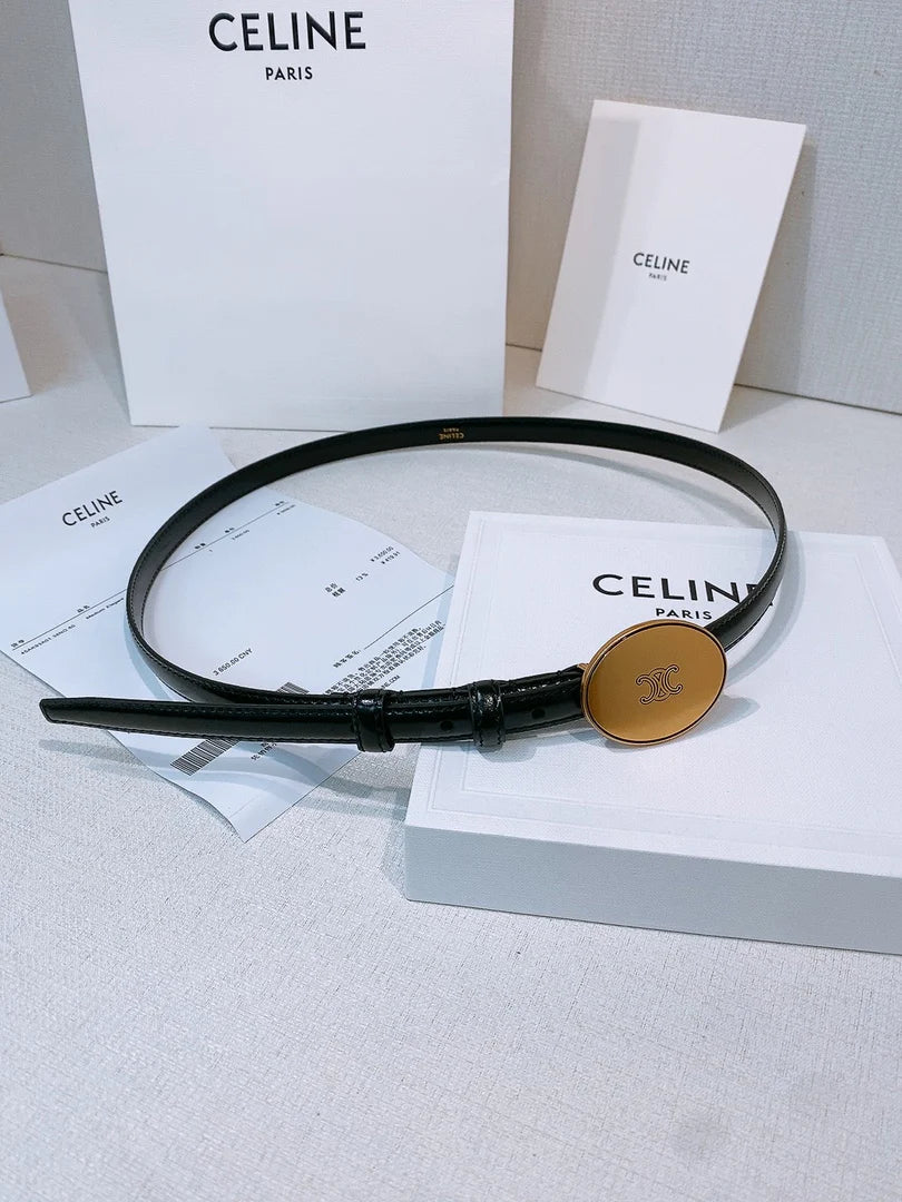 CL 2026 Leather Belt 1.3cm With Gold-plated Triomphe Buckle