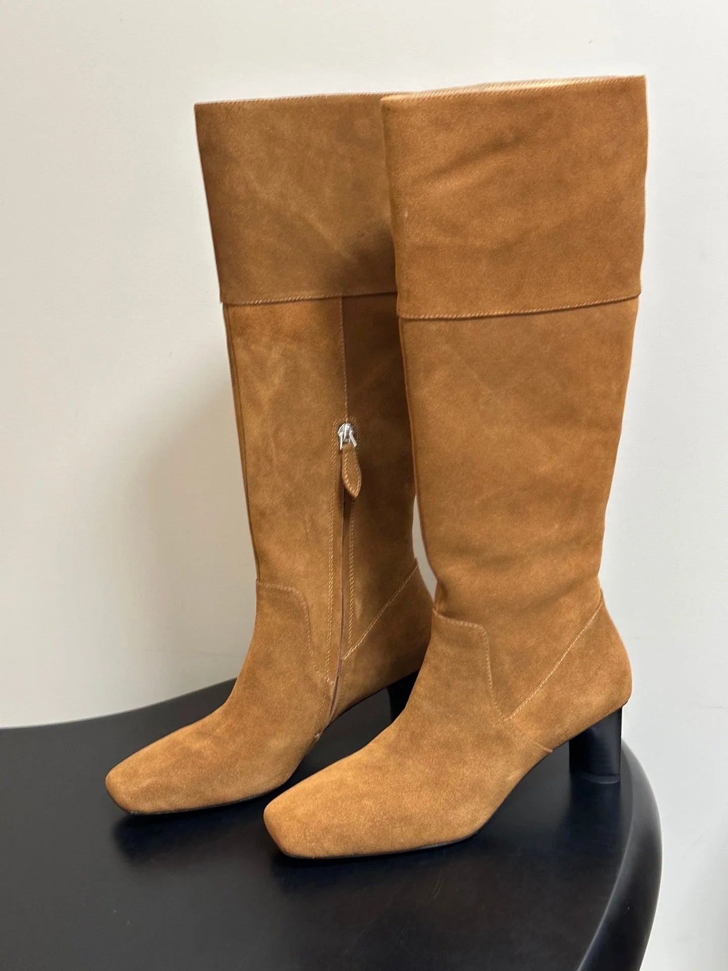 HM 26s Square-Toe Knee-High Boots 5.5cm Suede Leather 150022