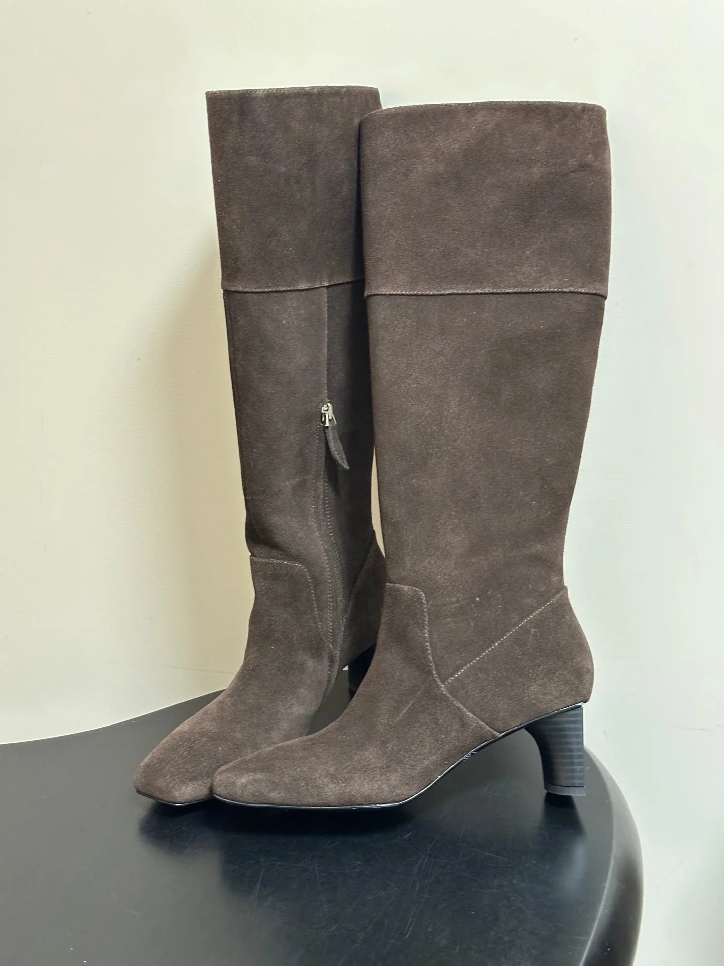 HM 26s Square-Toe Knee-High Boots 5.5cm Suede Leather 150022