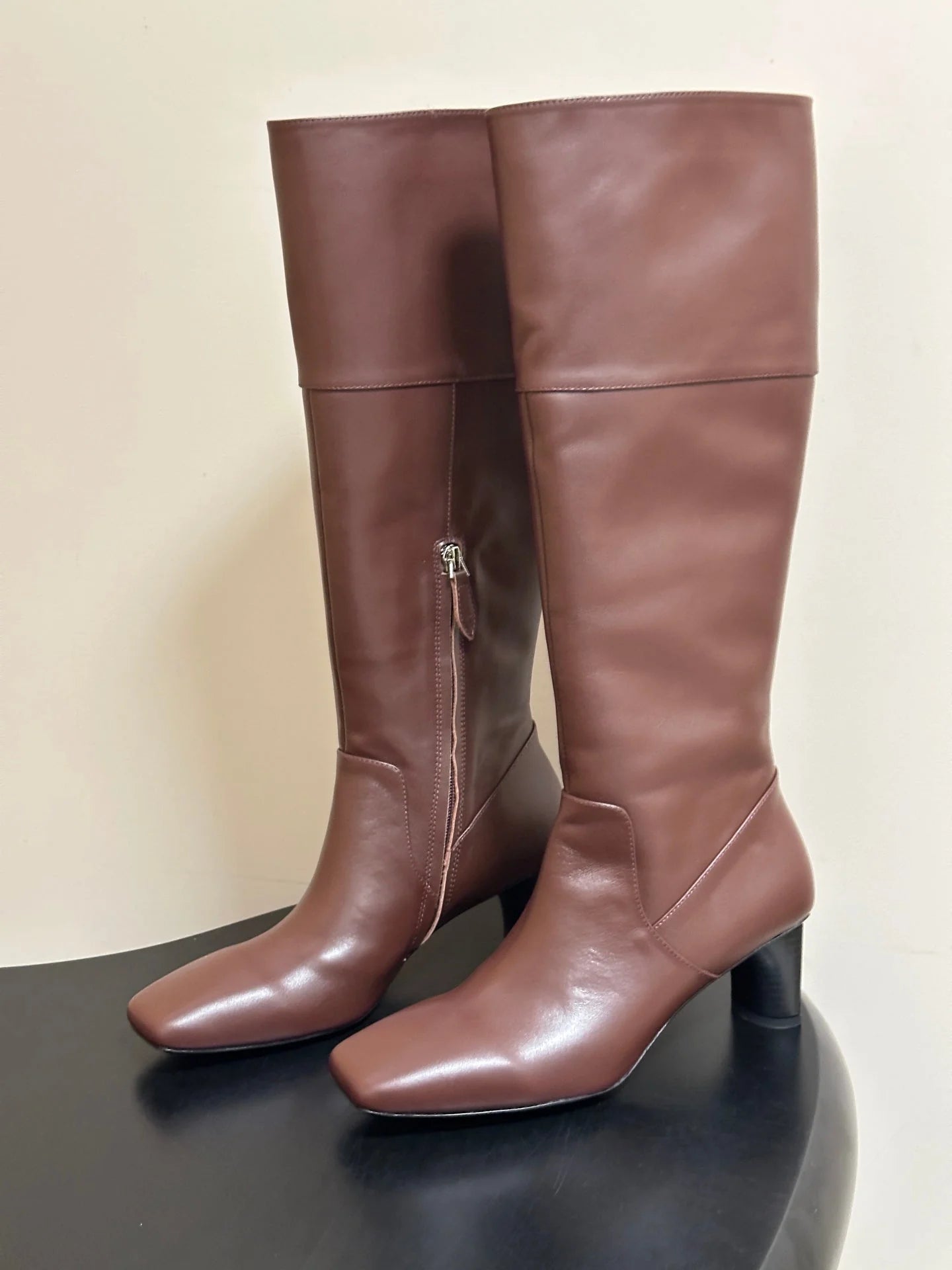 HM 26s Square-Toe Knee-High Boots 5.5cm Suede Leather 150022