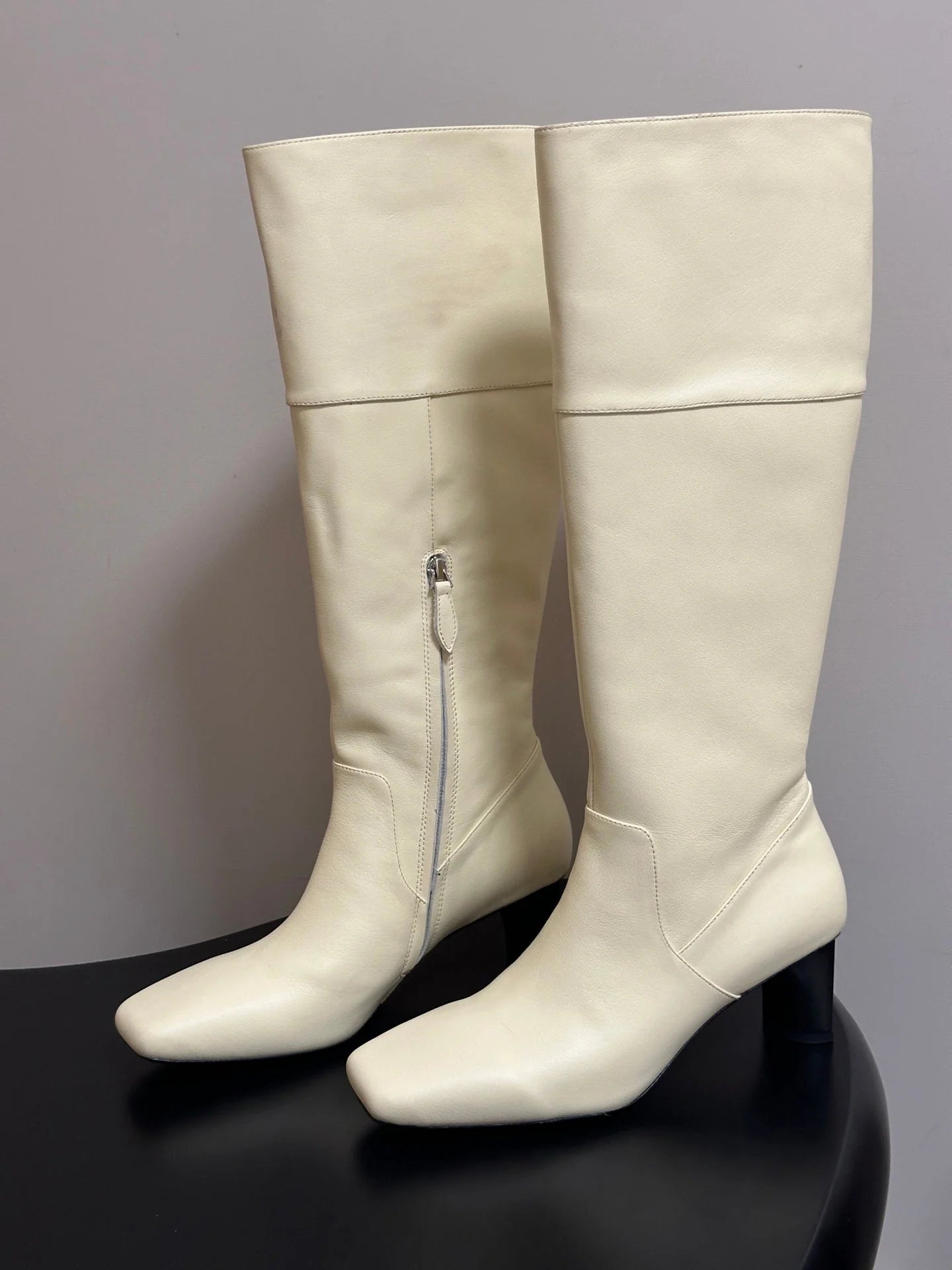 HM 26s Square-Toe Knee-High Boots 5.5cm Suede Leather 150022