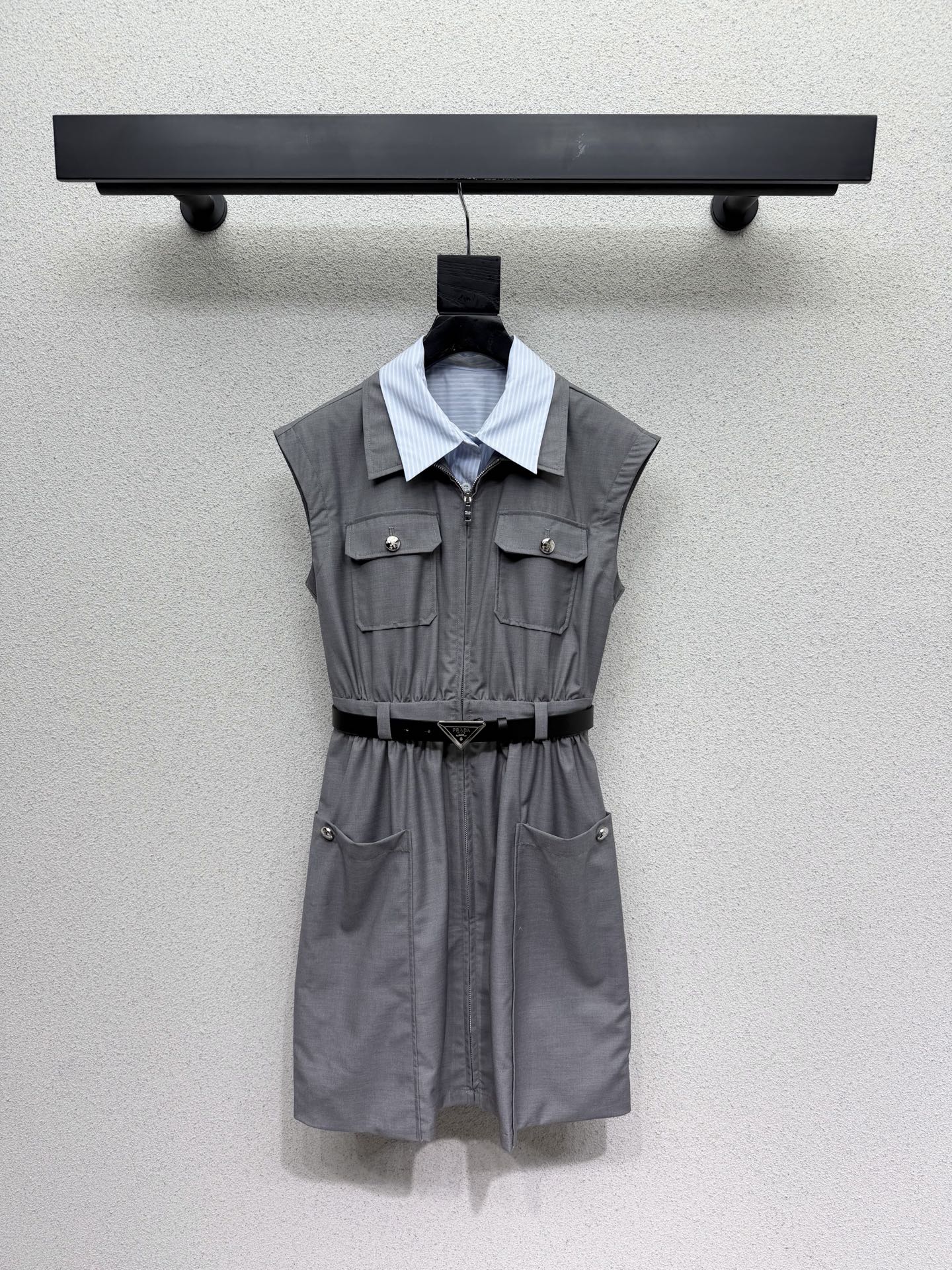 Pra 26s Striped Collared Sleeveless Dress 393957