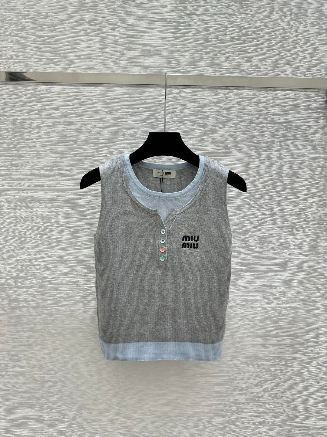 Miumiu 2026 Tank Top Blue and Gray Cotton