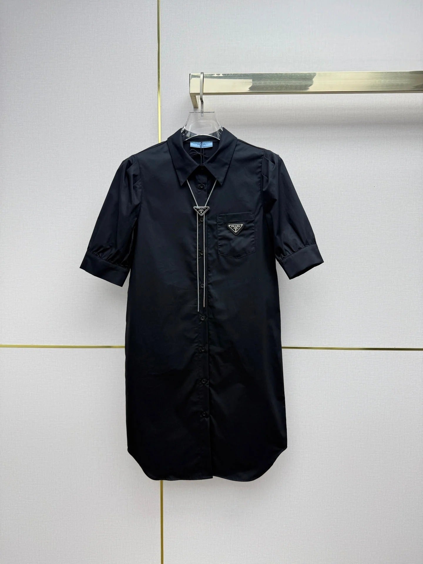 Prad 2026 Puff Sleeve Shirt Dress Cotton 396892