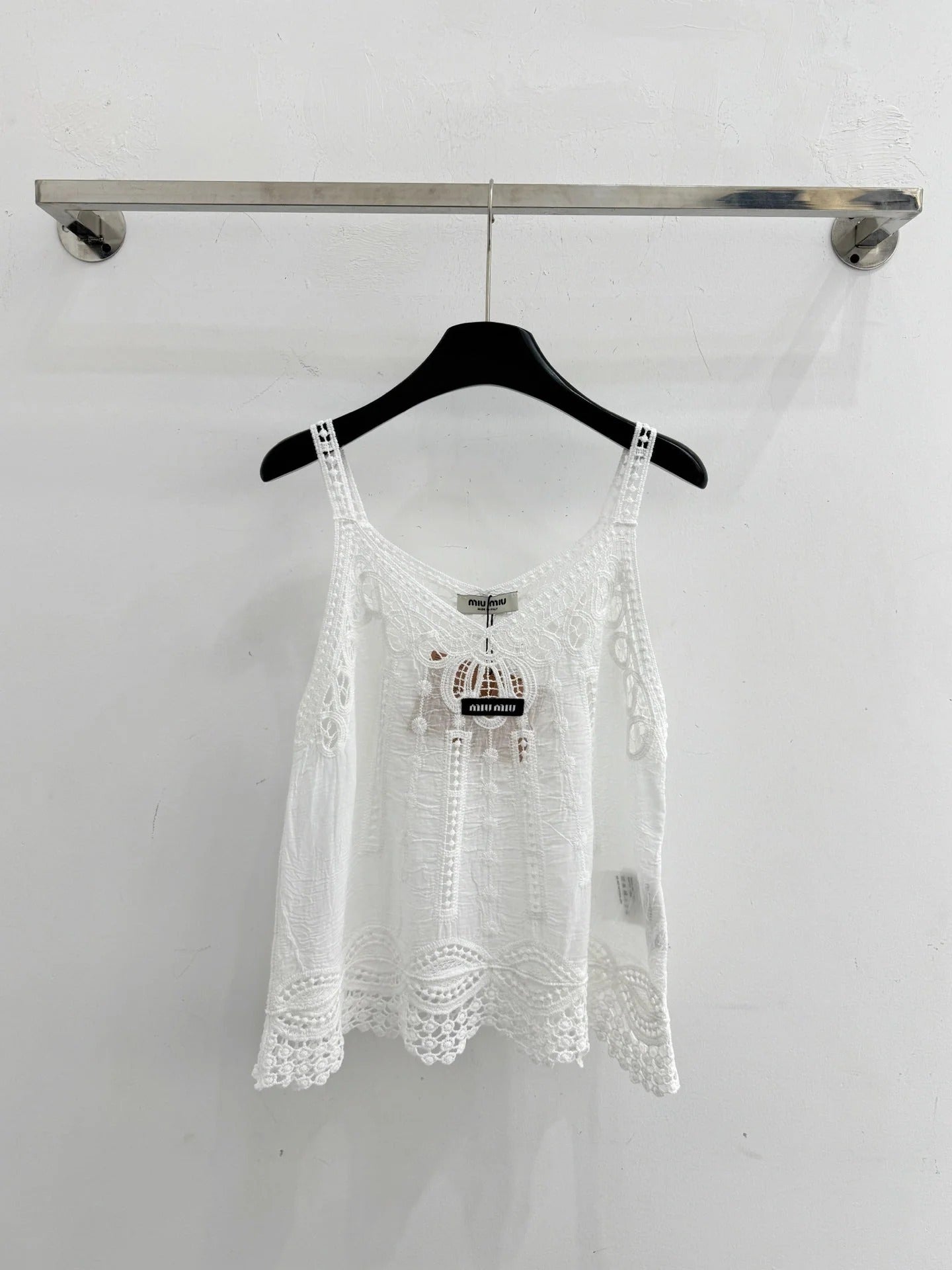 Miu 2026 Hollowed-out Camisole Lace Cotton 516679