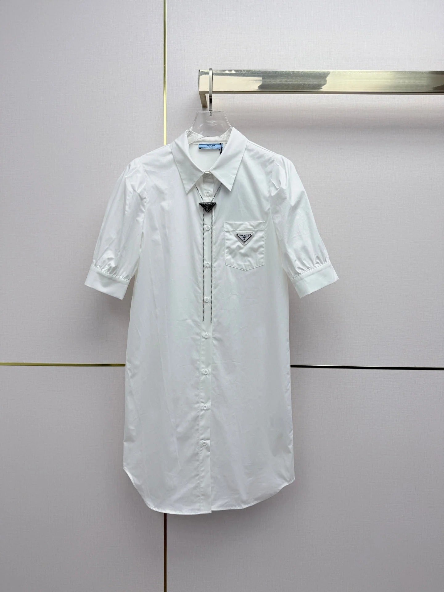 Prad 2026 Puff Sleeve Shirt Dress Cotton 396892