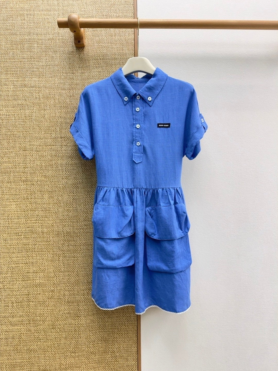 Miu 2026 Workwear Pocket Shirt Dress Cotton 514120