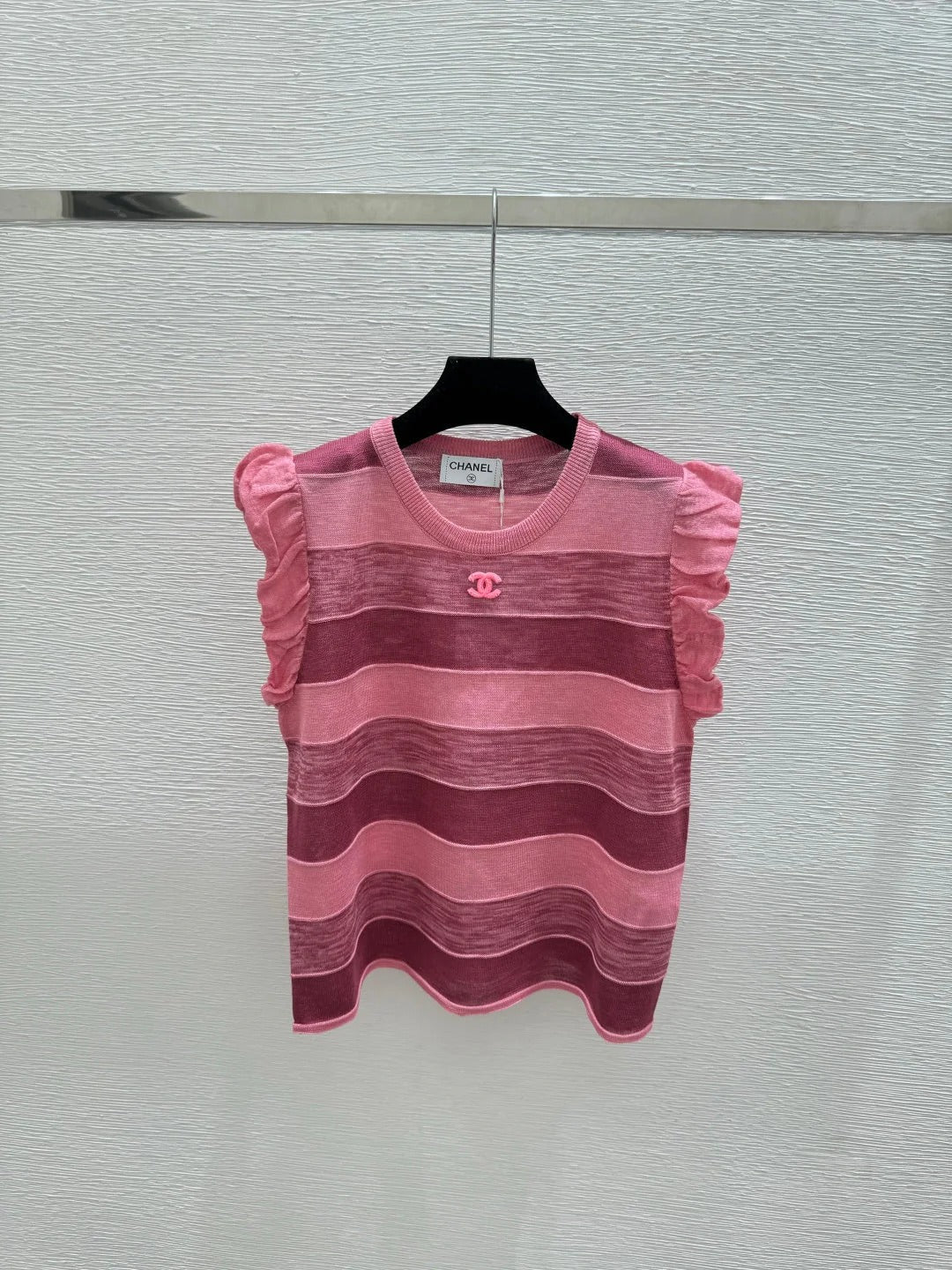 CC 2026 Striped Crew Neck Knitted Vest Tencel 516058