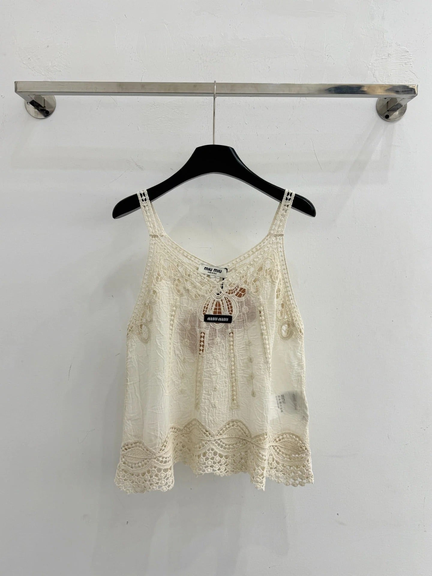 Miu 2026 Hollowed-out Camisole Lace Cotton 516679