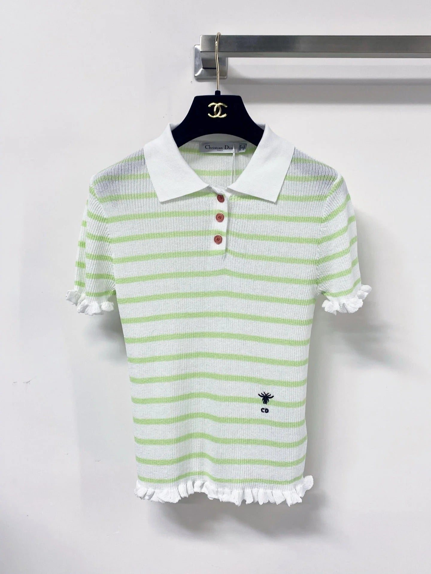 CD 2026 Stripes Polo Knitted Short-Sleeve Shirt Tencel 479853