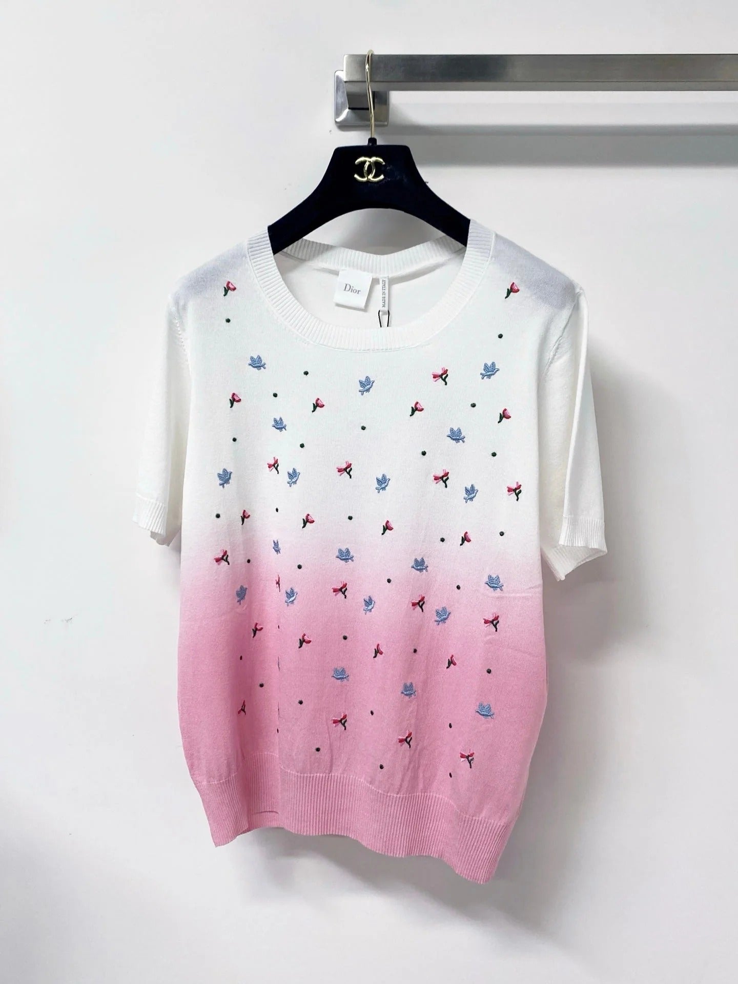 CD 2026 Short-Sleeve T-Shirt Embroidered Colorful Floral Tencel 479916