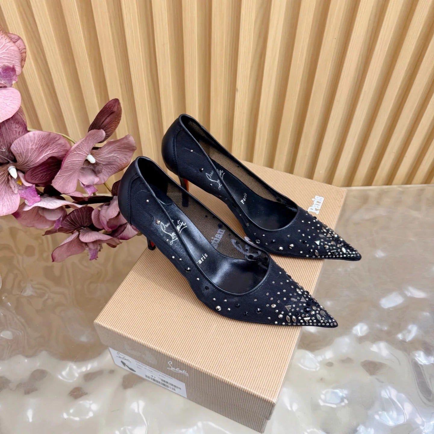 CL 2026 Miss Z Degrastrass 80mm Pumps Mesh Crystal Embellishments 776009