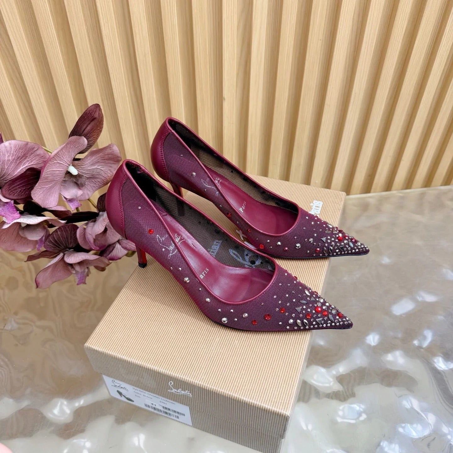 CL 2026 Miss Z Degrastrass 80mm Pumps Mesh Crystal Embellishments 776009