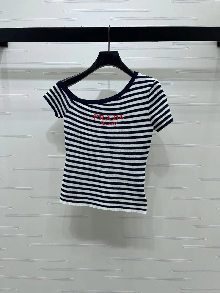 Pra 2026 One-shoulder Knit Short-sleeved Top Cotton 391450