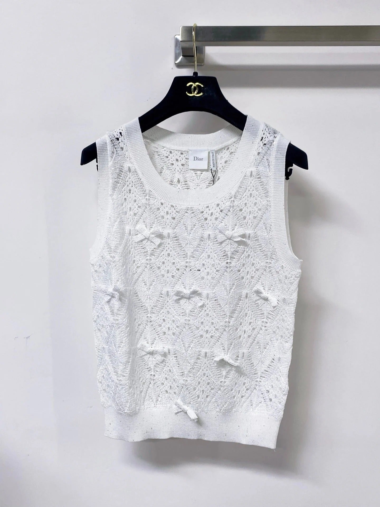 CD 2026 Knit Vest Decorative Bow Pattern Cotton 479899